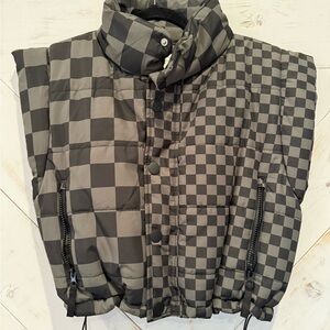 Beach Riot Gray Checkered Puffer Jacket